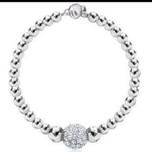 Guess Gold Plated Beaded Bracelet Cubic Zirconium Magnetic Clasp